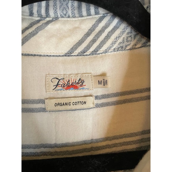 Faherty | White and Blue Striped Women's Dream Cotton Iris Dress Size Medium - Picture 2 of 7